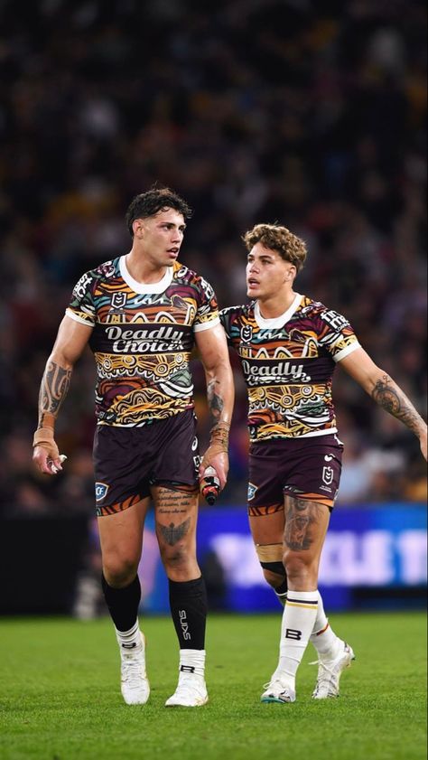 Reece Walsh And Jordan Riki, Jordan Riki And Reece Walsh, Reece Walsh Wallpaper, Jordan Riki Wallpaper, Rugby Aesthetic, Reese Walsh, Nrl Broncos, Jordan Riki, Broncos Wallpaper