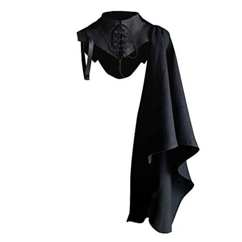 Single Shoulder Cape, Fantasy Cape Designs, Shadowhunter Gear, One Shoulder Cloak, Knight Cloak, Half Cape, Gothic Knight, Fantasy Cape, Side Cape