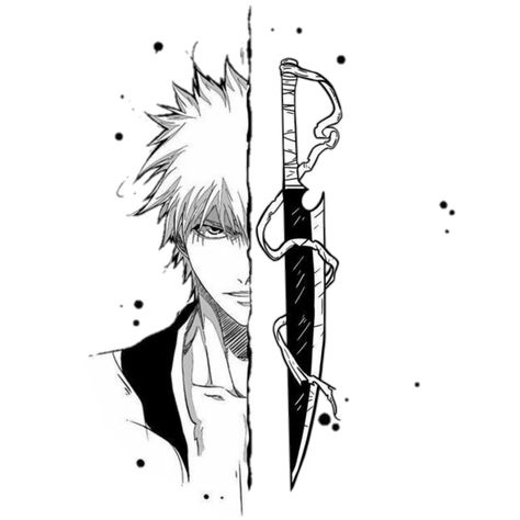 Bleach Anime Symbols, Bleach Anime Drawings Easy, Bleach Swords Ichigo, Ichigo's Swords, Ichigo Kurosaki Tattoo Design, Small Bleach Tattoo, Bleach Tatoos Ideas, Zangetsu Tattoo, Ichigo Tattoo Ideas