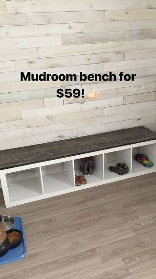 budget friendly beach cottage mudroom Farmhouse Style, Cottage Mudroom, Mudroom Makeover, Upcycle Repurpose, Drop Zone, Mudroom Bench, Wet Clothes, Beach Cottage, Repurpose