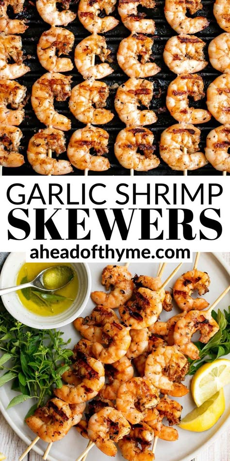 Garlic Shrimp Skewers, Grilled Garlic Shrimp, Easy Kabobs, Grilled Shrimp Kabobs, Easy Summer Grilling Recipes, Shrimp Kabob Recipes, Shrimp Pasta Recipes Easy, Shrimp Skewer Recipes, Easy Summer Dinner