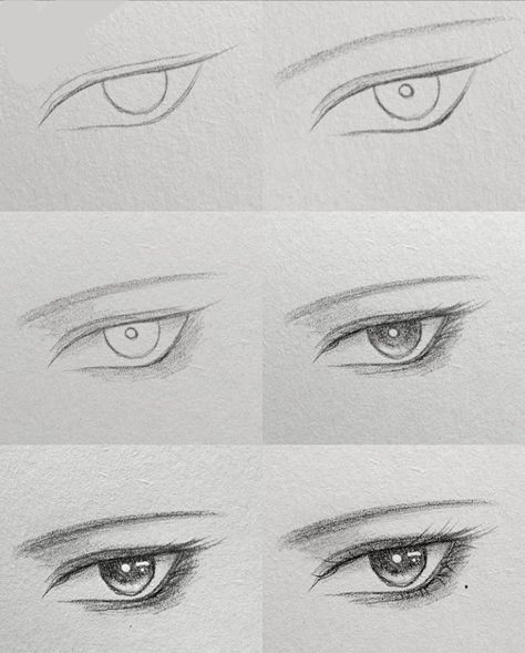 Anime Eyes Looking To The Side, Anime Eyes Drawing Step By Step Easy, Steps To Draw An Eye, Drawing Eyes Step By Step Anime, Eyes Drawing Steps, Tutorial Mata Anime, How Draw Eyes Step By Step, Anime Eye Drawing Tutorial Step By Step, Anime Eyes Drawing Step By Step