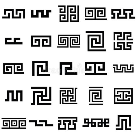 Greek Patterns Ancient, Greek Mythology Olympus, Greek Key Tattoo Women, Greek Inspired Design, Greek Symbols Tattoos, Ancient Greek Patterns, Greek Drawing Art, Greek Pattern Tattoo, Greek Doodles