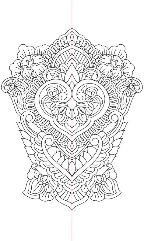 Ornamental Backpiece Tattoo, Mandala Back Tattoo Design, Ornaments Tattoo Design, Ornamental Back Tattoo Design, Mandala Back Tattoo Women, Back Tattoo Template, Ornamental Tattoo Design Mandalas, Ornamental Tattoo Back, Ornamental Mandala Tattoo