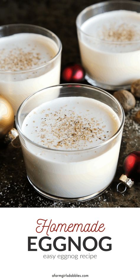 Blended Recipes, Egg Nog Recipe Easy, Make Eggnog, Homemade Eggnog Recipe, Christmas Beverages, How To Make Eggnog, Eggnog Recipes, Eggnog Recipe Homemade, Vanilla Desserts