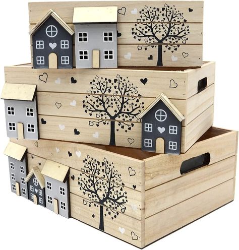 White Wash Finish, Plant Box, Cute House, Wooden Crates, Organiser Box, Box Dimensions, Small Boxes, Childrens Room, White Wash