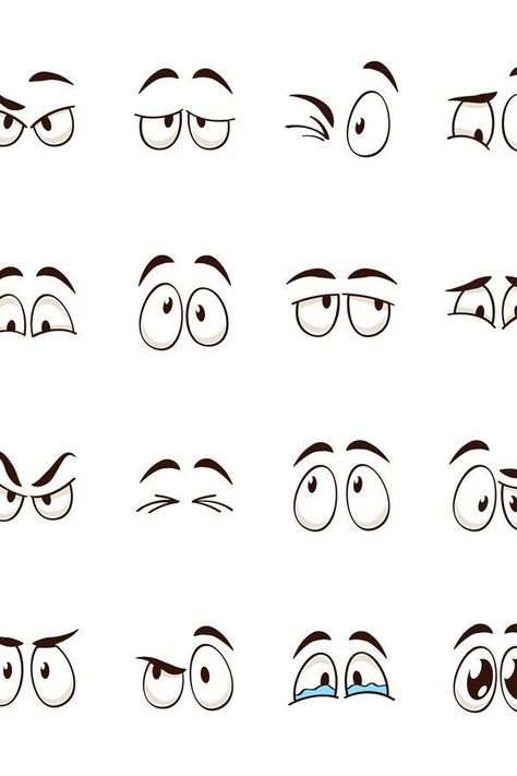 Download Cartoon eyes. Comic character eye expressions smiling, cryin (1006668) today! We have a huge range of Icons products available. Commercial License Included.#Facegraphic #Facegraphicdesign #Facegraphicdesigncartoon #Inkblot  #Inkblotcartoon #Inkblotcartoonstyle Cartoon Eye Expressions, Cartoon Face Features, Comic Facial Expressions, Eyes Expression Reference, Cartoon Eye Styles, Eye Expressions Drawing, Comic Eyes, Inkblot Art, Character Eyes