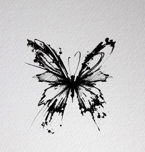 Sketch Butterfly Tattoo, Butterfly Ink Drawing, Wispy Butterfly Tattoo, Black Butterfly Drawing, Abstract Butterfly Tattoo, Dark Butterfly Tattoo, Ink Butterfly, Rabe Tattoo, Gotik Tattoo