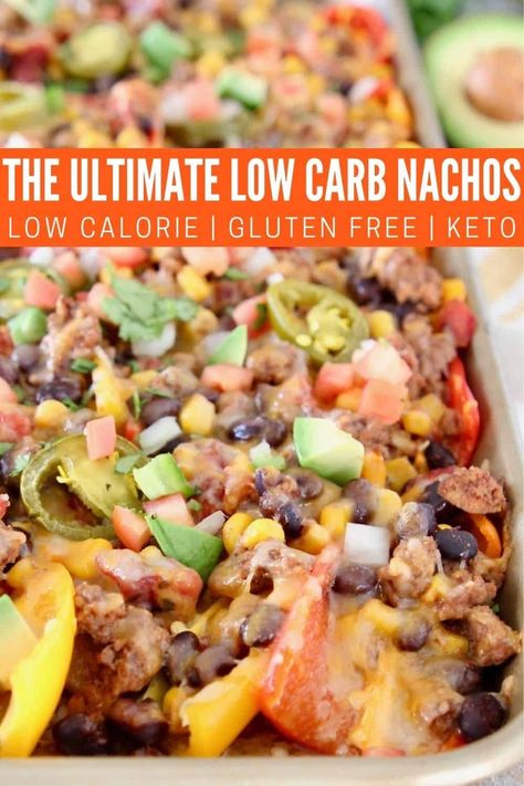 Low Calorie Recipes, Gluten Free Recipes, Low Calorie Recipes Easy, Low Carb Nachos, Nacho Toppings, Easy Nachos, Stuffed Mini Peppers, Nachos, Low Calorie