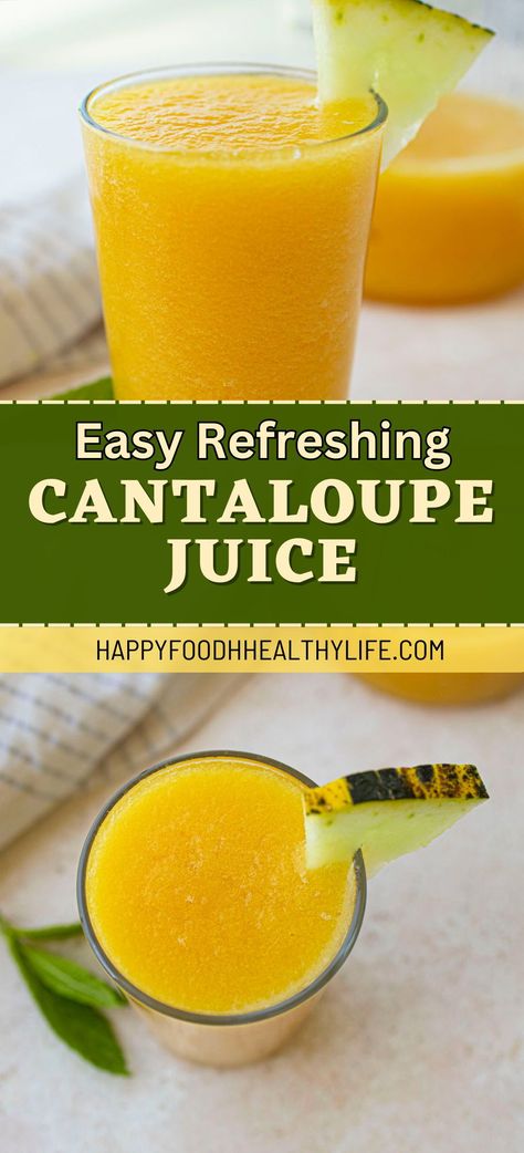 Quench your thirst with this simple cantaloupe juice recipe. Ready in minutes with just a few ingredients, it's the perfect refreshing drink for any time of day. No fancy equipment required—simply blend chilled cantaloupe, fresh mint, and a touch of agave for a beverage as vibrant as a sunny day. Cantaloupe Juicing Recipes, Cantaloupe Smoothie Recipe, Cantaloupe Drink Recipes, Cantaloupe Aqua Fresca, Cantaloupe Juice Recipes, Hot Day Dinners, Cantaloupe Juice, Easy Oven Dinners, Summer Entrees