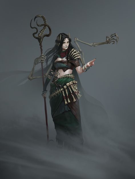 Bone Witch, Witch Characters, 다크 판타지, Female Human, Witch Art, Inspiring Art, Fantasy Rpg, Medieval Fantasy, Dnd Characters