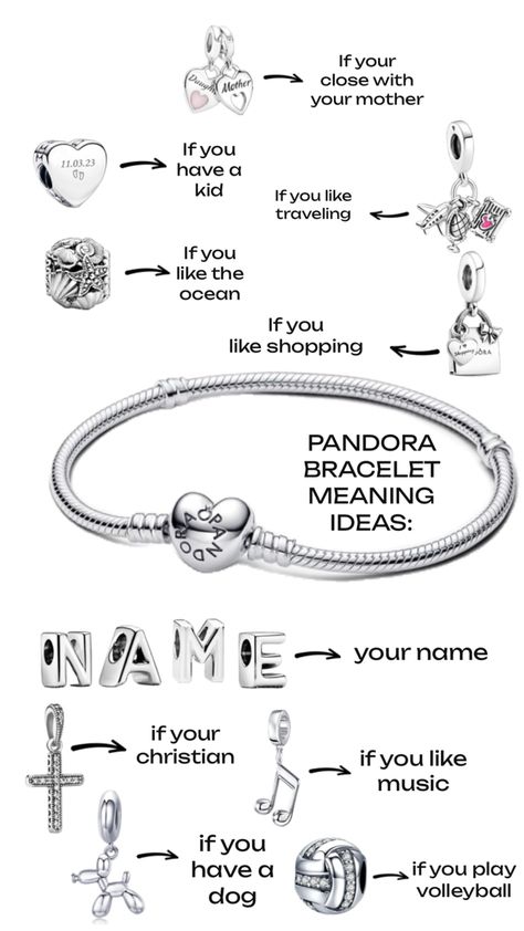 Bracelet Meaning, Pandora Bracelet Charms Ideas, Girly Christmas Gifts, Pandora Bracelet Designs, Dream Bracelet, Pandora Jewelry Charms, Preppy Jewelry, Bracelets With Meaning, Jewelry Accessories Ideas