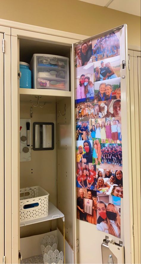 Locker Layout Ideas, School Cupboard, School Lockers Organization, Cute Locker Inspiration, School Locker Inspiration, Cute Locker Ideas For High School, Preppy Locker Inspo School, Long Locker Ideas, Shared Locker Ideas