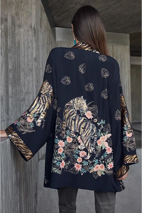 New to Sale - Clothing - Sale Tiger Kimono, Kimono Online, Boho Clothes, Sequin Tee, Cashmere Hoodie, Boho Jacket, Sale Clothing, Boho Chic Outfits, Short Kimono