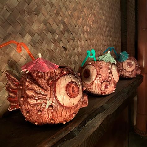 Tiki tOny's Coco Puff Tiki Mug - Limited Edition of 300 - Ready to Shi – Tikiland Trading Co. Tiki House Decor, Dark Tiki Aesthetic, Tiki Horror, Tiki Monster, Tiki Halloween, Tiki Patio, Tiki House, Tiki Theme, Spooky Island