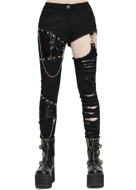 Sick Fits, Ripped Jeans High Waisted, Outfit Wishlist, Punk Jeans, Rock Jeans, Celana Fashion, Character Fashion, Attitude Clothing, Style Steampunk