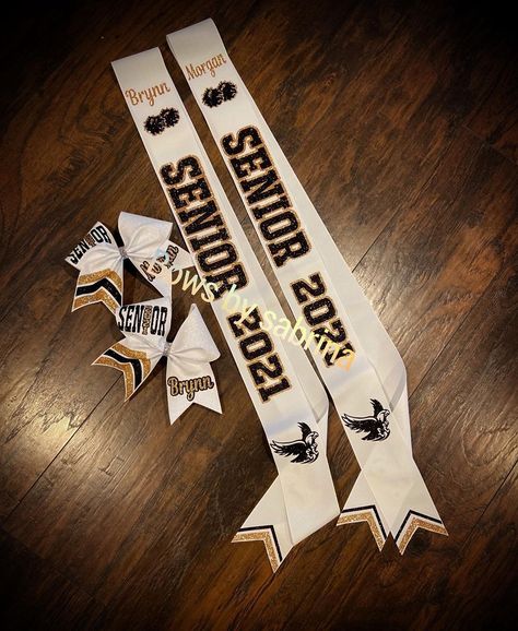 Senior Sash Ideas Diy, Senior Sash Ideas, Cheer Sash, Cheer Bows Diy, Senior Sash, Custom Sash, Dance Club, Senior Night, Senior Year