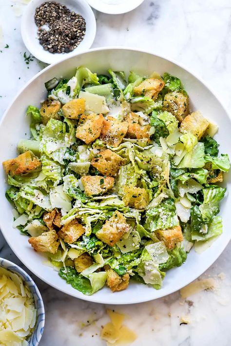 The BEST Caesar Salad (+ Homemade Caesar Dressing) | foodiecrush.com The Best Caesar Salad, Best Caesar Salad, Homemade Caesar Dressing, Homemade Caesar, Caesar Dressing, Caesar Salad, Croutons, Salad Recipe, Lettuce