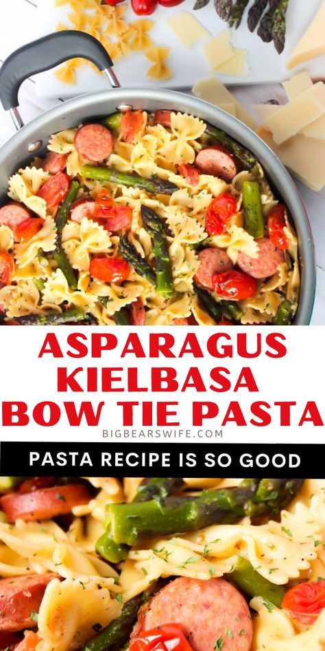 Turkey Kielbasa Recipes, Cheap Pasta Recipes, Bow Tie Pasta Recipe, Kielbasa Pasta, Kielbasa And Potatoes, Bow Tie Pasta, Kielbasa Recipes, Kielbasa Sausage, Sausage Dishes