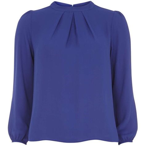 High Neck Long Sleeve Top, Career Outfits, Gamine Style, Petite Blouses, Blue Long Sleeve Tops, Ladies Blouse Designs, High Neck Blouse, Womens Dress Suits, Fashion Tops Blouse