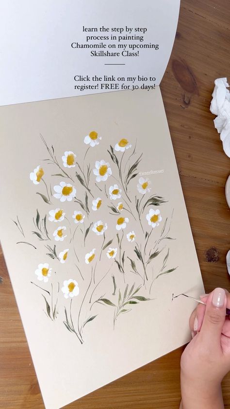 Chamomile Flower Painting, Chamomile Flowers Drawing, Chamomile Watercolor, Chamomile Painting, Cute Disney Pictures, Favorite Flowers, Chamomile Flowers, Diy Wedding Decorations, Disney Pictures