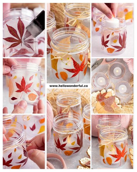 Autumn Ideas For School, Fall Workshop Ideas, Fall Themed Crafts For Adults, Fall Bottle Crafts, Fall Crafts For Women, Autumn Gifts Diy, Fall Crafts For Seniors Assisted Living, Pressed Leaf Art, Lāčplēša Diena