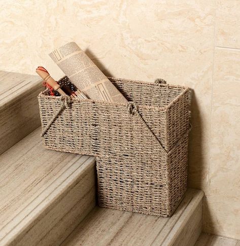 If You Love Having A Neat Home But Hate Organizing, Check Out These 31 Wayfair Products Staircase Basket, Stair Basket, Organize And Declutter, Coat Rack With Storage, Storage Totes, Basket With Handles, Stair Case, Integrated Handles, Basket Shelves