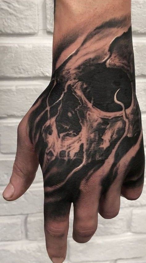 Skull Tattoos For Men Hand, Skull Tattoo For Hand, Best Cover Up Tattoo Ideas For Men, Skull Tattoo Hand Men, Skull Tattoos Hand Men, Realism Hand Tattoos For Guys, Hand Tattoos For Guys Skull, Hand Finger Tattoos Men, Hand Tattoos For Guys Cover Up