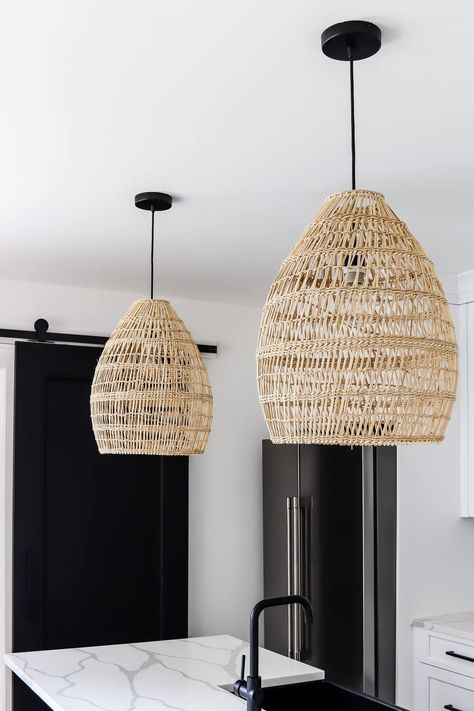 2 Kitchen Pendant Lights Over Island, Black Pendant Light Bedroom, Rattan Kitchen Pendant Lights, Boho Kitchen Pendant Lights, Rattan Island Lighting, Kitchen Boho Lighting, Rattan Pendant Lights Over Kitchen Island, Boho Pendant Light Kitchen Island, Wicker Light Pendant