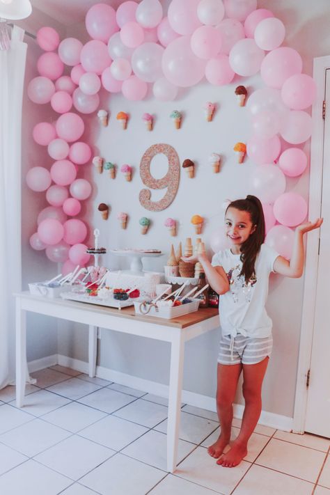 Nine Year Old Girl Birthday Party Ideas, 9th Birthday Theme Girl, Girls Ice Cream Birthday Party, 9th Birthday Girl Ideas Theme, 9yrs Old Girl Birthday Party Ideas, 9 Yrs Old Girl Birthday Party Ideas, 9 Birthday Party Ideas Girl, Like Nastya Birthday Theme, Ice Cream Party Two Year Old