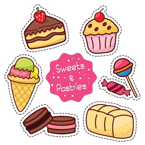 Topper Kue, Cute Sweets, Jessie Toy Story, Food Clipart, Food Stickers, Busy Book, Food Illustrations, Graphic Design Posters, Cute Food