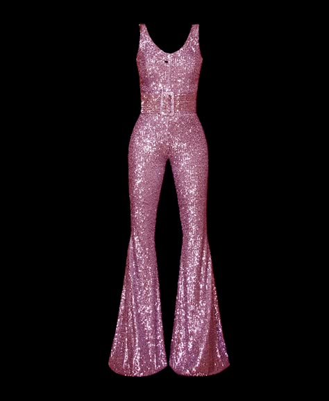 Shop Rika Jumpsuit - Pink from Gigii's at Seezona | Seezona Authentic 70s Disco Fashion, 80s Disco Outfit, Sequin Catsuit, Disco Clothes, Sparkly Romper, 70s Disco Outfit, Disco Party Outfit, 70s Fashion Disco, Disco Jumpsuit