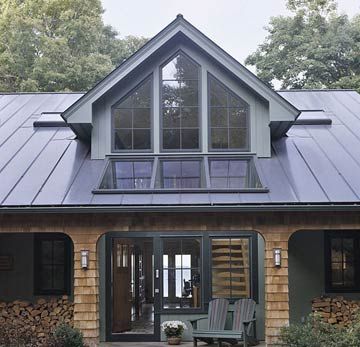 Glass Gable Fixed Windows - opens up the entry Bungalow Conversion, Shingle Style Architecture, Dormer Bungalow, Dormer Roof, Gable Window, Modern Garden Lighting, Shed Dormer, Dormer Windows, Loft Room