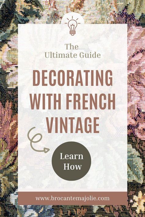 Transform your home into a vintage French paradise with our expert ideas! Our blog post on decorating with French vintage decor has everything you need to achieve that rustic elegant look that defines French country style. Learn how to incorporate vintage decor into your modern home. Get inspired and bring a touch of the French countryside to your home today! French Countryside Home Decor, French Eclectic Decor, Vintage French Aesthetic, French Antique Decor, French Country Green, Modern French Country Decorating, French Countryside Home, French Country Frames, Country French Decorating