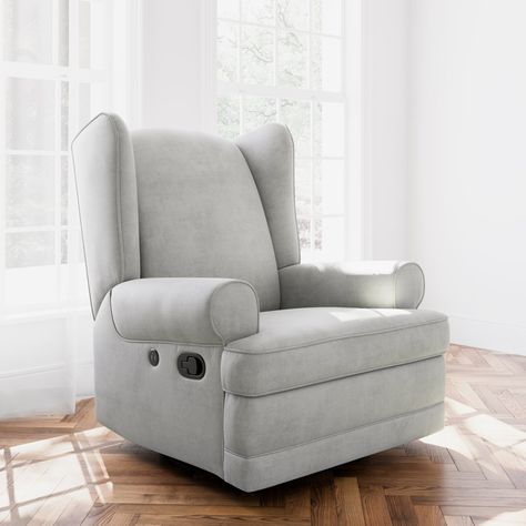 Storkcraft Serenity Swivel Reclining Glider Rocking Chair with USB & Reviews | Wayfair Reclining Glider, Nursery Glider Chair, Nursery Glider Rocker, Nursery Recliner, Nursery Rocker, Recliner With Ottoman, Glider Rocking Chair, Glider And Ottoman, Swivel Recliner Chairs