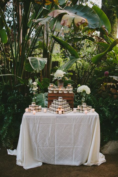 Nature-Inspired Carmel Valley Wedding at The Holly Farm Candle Wedding Favors Display, Wedding Favor Table Display Ideas, Favors Table Wedding, Wedding Favor Table Display, Favor Table Display, Wedding Favor Display, Favor Display, Backyard Engagement Parties, Creative Seating