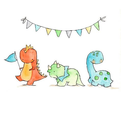 Dinosaur Parade Art Dragon, Art Mignon, Kindergarten Art, Art Et Illustration, Cute Dinosaur, Art And Illustration, Baby Art, Childrens Illustrations, Childrens Art