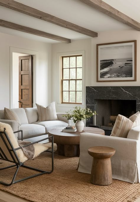 Vintage Organic Living Room, Neutral Color Living Room Decor, Traditional Organic Modern, Organic Modern Home Living Room, Organic Modern Small Apartment, Simple Earthy Living Room, Organic Modern Transitional, Neutral Minimalist Living Room, Nc Flag