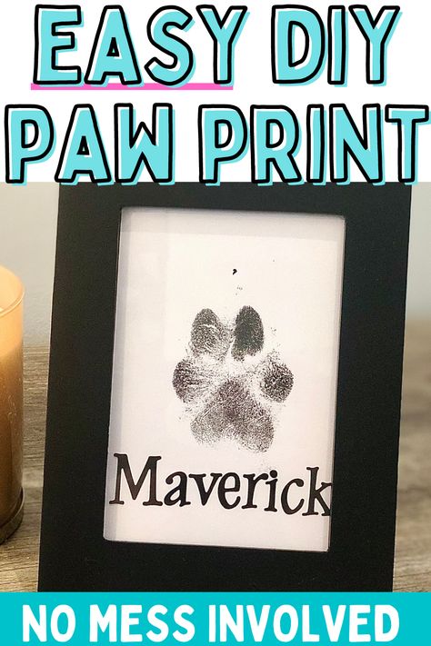 This easy DIY paw print portrait is such a fun dog craft project. It makes the perfect wall art and a precious keepsake. No mess inolved in this DIY tutorial. Dog Paw Print Craft Diy, Dog Footprint Art, Diy Paw Print Art, Diy Dog Keepsake, Dog Paw Print Keepsake Diy, Dog Paw Print Art Diy, Diy Paw Print Keepsake, Diy Pet Paw Print, Paint Paw Prints Diy