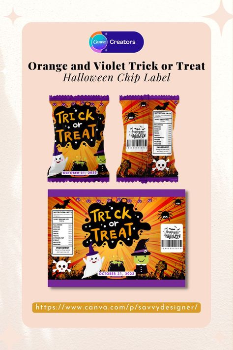 🎃🍬 Trick or treat in style this Halloween with our spook-tacular Chip Bag Label templates on Canva! 🍫👻 Transform your snacks into ghoulish delights with these fun and customizable designs. 🧛‍♂️🦇 Head to our creator profile now to grab your Halloween-themed labels and make your snacks the talk of the neighborhood! 🎉🕸️ #HalloweenTreats #SpookySnacks #CanvaTemplates #DIYHalloween Halloween Chip Bags, Chip Bag Design, Orange And Violet, Canva Creator, Mood Board Collage, Artistic Collage, Photo Collage Diy, Collage Creative, Collage Travel