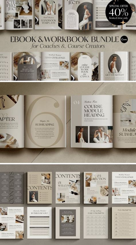 2in1 Ebook Workbook Bundle CANVA weeklyplanne Free Planner Printables, Ebook Template Design, Indesign Layout, Workbook Design, Graphic Design Brochure, Ebook Design, Booklet Design, Printables Free, Ebook Template