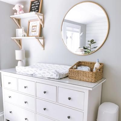 Free shipping on orders of $35+ from Target. Read reviews and buy 34" Round Decorative Wall Mirror - Threshold™ designed with Studio McGee at Target. Get it today with Same Day Delivery, Order Pickup or Drive Up. Nursery Mirror Ideas, Kids Room Mirror, Wall Mirror Ideas Bedroom, Nursery Mirror, Baby Nursery Design, Baby Nursery Inspiration, Baby Room Organization, Baby Room Neutral, Baby Room Themes