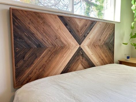 Wood Pattern Headboard, Ombre Wood Wall Art, Chevron Wood Headboard, Wood Art Headboard, Wood Chevron Wall, Custom Wood Headboard, Tall Wood Headboard, Diy Chevron Headboard, Wooden Headboard Design