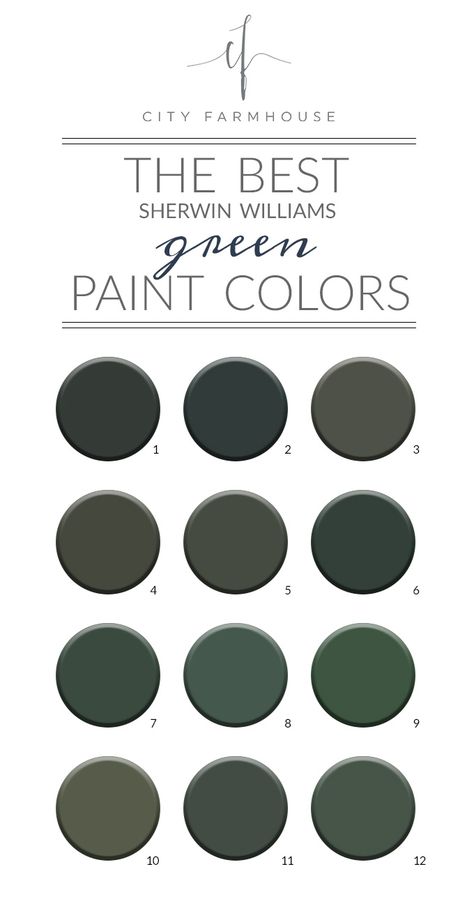 Sherwin Williams Green Paint Colors, Green Exterior Paints, Sherwin Williams Green, Green Grey Paint, Sherwin Williams Paint, Black Paint Color, City Farmhouse, Pintura Exterior, Green Paint Colors