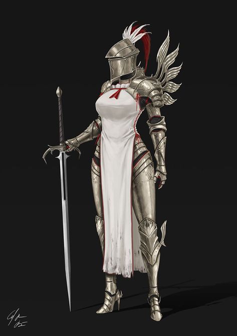 Embark on a journey through epic warrior character design, exploring the tales, histories, and cultures woven into each warrior's armor and expression! Woman In Armor, Holy Knight, العصور الوسطى, Army Infantry, Female Armor, Armadura Medieval, Desen Anime, Female Knight, Knight Art