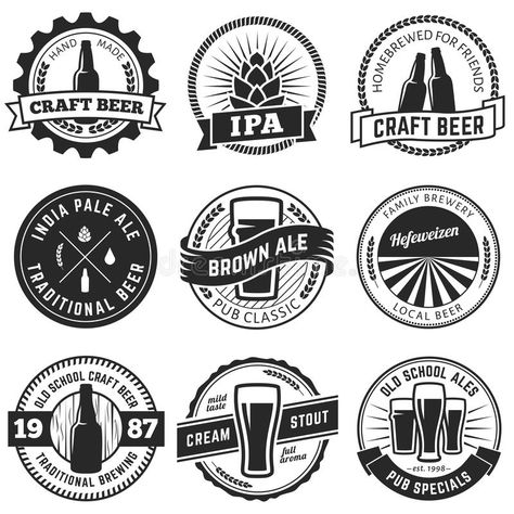 Brewery Logo Design, Craft Beer Logo, Beer Logo Design, Pub Logo, Craft Beer Labels, Beer Label Design, Etiquette Vintage, Beer Art, Beer Logo