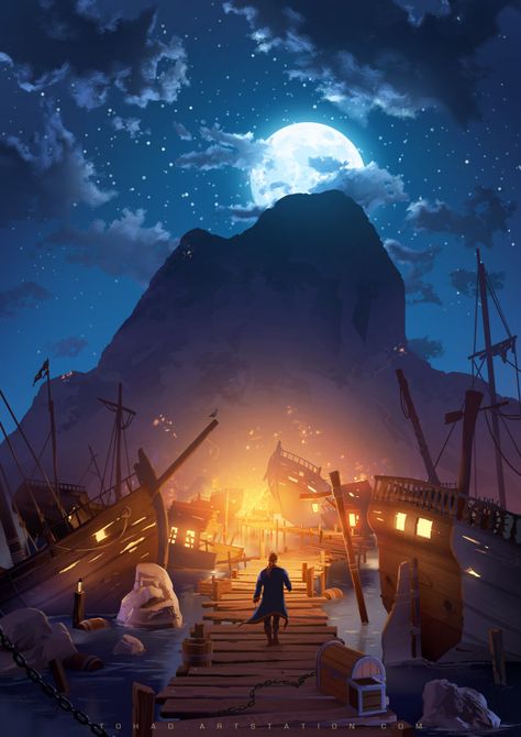 ArtStation - Monkey Island Book Cover, Sylvain Sarrailh Island Tattoo, Island Wallpaper, Pirate Island, Lucas Arts, Monkey Island, Sea Of Thieves, Between Two Worlds, 8bit Art, Fantasy Island