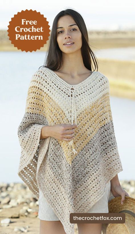 Crochet Poncho Free Pattern Woman, Crochet Poncho Patterns Kids, Crochet Poncho Patterns Easy, Crochet Poncho Kids, Crochet Top Outfit, Crochet Poncho Free Pattern, شال كروشيه, Crochet Poncho Patterns, Crochet Tops Free Patterns