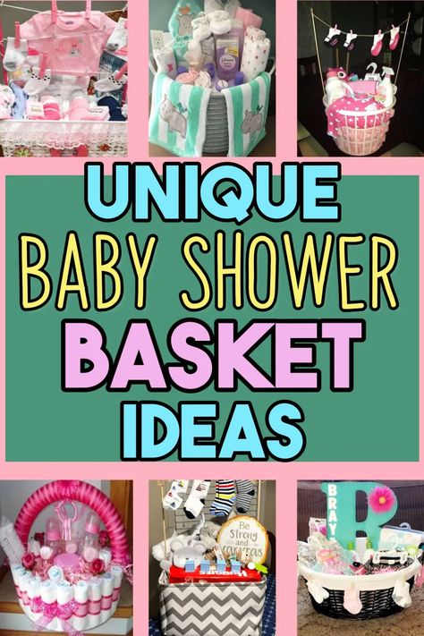 Baby Shower Basket Ideas, Shower Basket Ideas, Shower Gift Basket Ideas, Cheap Baby Shower Gifts, Baby Shower Basket, Creative Baby Shower Gifts, Baby Boy Gift Baskets, Baby Gift Wrapping, Baby Shower Wrapping