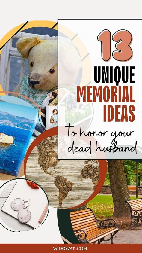 There are lots of creative ideas to honor your dead husband through keepsakes, tributes, and dedications. If you’re looking for unique ways to ensure your husband’s memory lives on, consider these one-of-a-kind ideas. Grief acceptance | accepting in grief | grief and acceptance | acceptance stage of grief | acceptance in grief | Journey of grief | journey through grief | journeying through grief | healing widow Unique Memorial Tattoos For Husband, Memorial Crafts For Loved Ones Diy, Memorial Picture Ideas, Widow Quotes, Husband Tattoo, Small American Flags, Detroit Zoo, Memorial Ideas, Keepsake Books